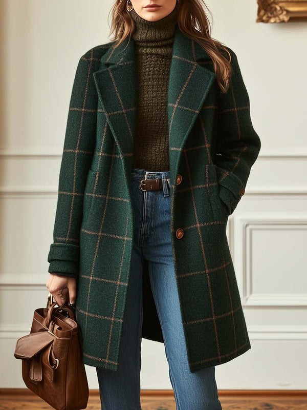 Florencia | Retro check tweed coat with lapels