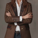 Gisèle | Women's Blazer with Printed Chevron Appliqués