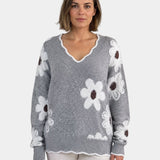 PAULA | ELEGANT FLORAL KNIT WITH V-NECK