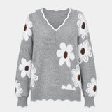 PAULA | ELEGANT FLORAL KNIT WITH V-NECK