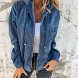 Ella | Corduroy Hooded Zip Jacket for Women