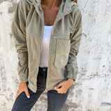 Ella | Corduroy Hooded Zip Jacket for Women