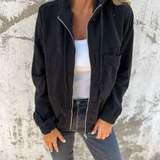Ella | Corduroy Hooded Zip Jacket for Women