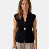 Félicie | Knitted Gilet with Button Detail and V-Neck