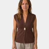 Félicie | Knitted Gilet with Button Detail and V-Neck