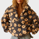 Valeria | Teddy fleece jumper with floral pattern