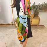 Rianna - Jurk met Abstracte Print