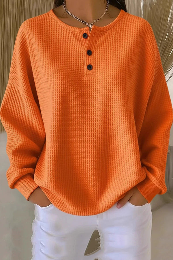 Aurelie | Waffle Knit Jumper with Buttons