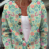 Floral Print Cardigan with Buttons