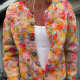 Casual cardigan with floral print and buttons
