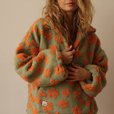Valeria | Teddy fleece jumper with floral pattern