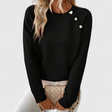 Lilou | Sweater with Pearl Buttons on the Shoulder