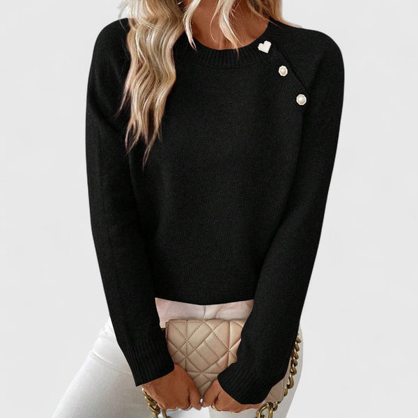 Lilou | Sweater with Pearl Buttons on the Shoulder