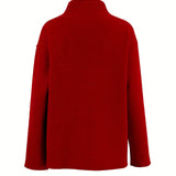 Effortless Wool Pea Coat for Women with Stand Collar Long Sleeve Double Breasted Oversized Casual Style