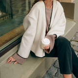 Isabella - Short French minimalist style coat with scarf