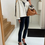 Isabella - Short French minimalist style coat with scarf