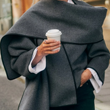 Isabella - Short French minimalist style coat with scarf