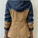 Adriana | Hooded Coat in Navy and Camel for Women